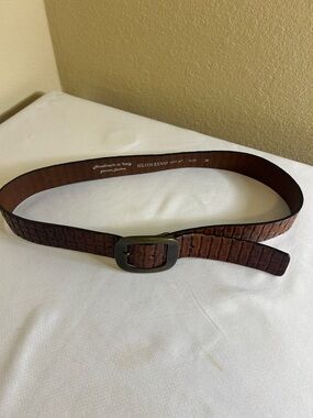 Bronzino Men's Brown Croc-Embossed Genuine Leather Belt Size 36